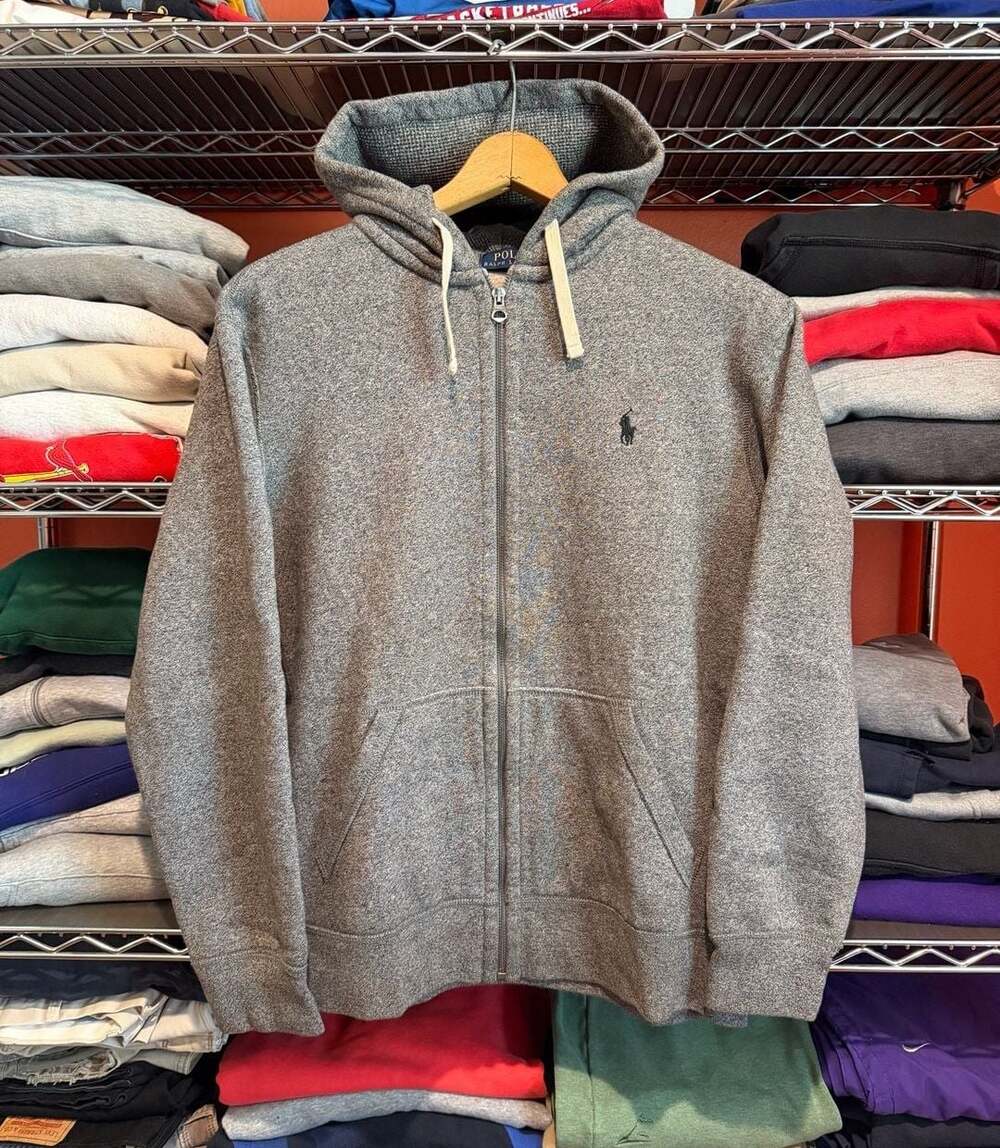 Polo Ralph Lauren Full Zip Hoodie Mens  Large Grey
Black Pony Thremal Hood